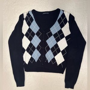Brandy Melville Long Sleeve Argyle Button up Sweater